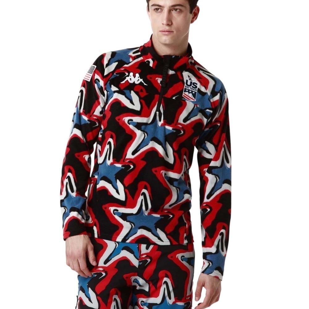 Kappa 8Cento 818G US Ski Team Slim Fit Microfleece Quarter Zip Pullover XLGl